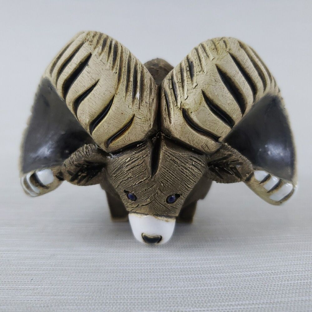 Artesania Rinconada Big Horn Sheep Ram Goat Figurine Sculpture Signed Artisan